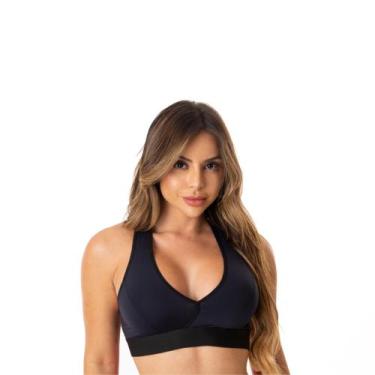 Imagem de Top Academia Fitness Feminino Alças Cruzadas Sem Bojo Sustentação Trei