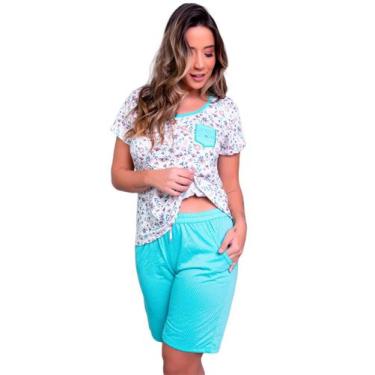 Imagem de Pijama Feminino Estampado Adulto Blusa Manga  Curta e Bermudinha - Bel