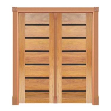 Imagem de Portal Pivotante BBB Friso Preto Mod. 561 em Madeira Maciça Cedro Aran