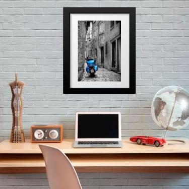 Imagem de Quadro Lambreta Azul - 60x48cm - Quadros On-line, Madeira preta