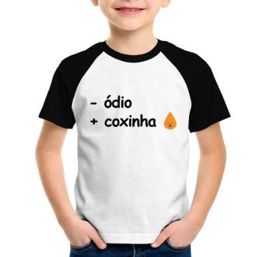 Imagem de Camiseta Raglan Infantil Menos ódio, Mais coxinha - Foca na Moda, Bran