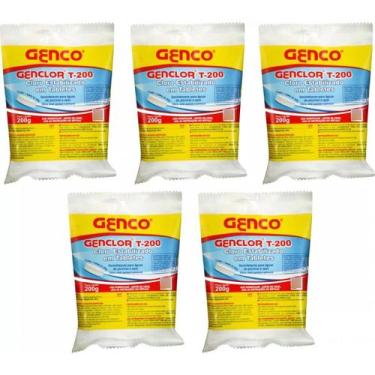 Imagem de Kit 5 Pastilhas Tabletes Cloro Estabilizado Genclor T-200 - Genco