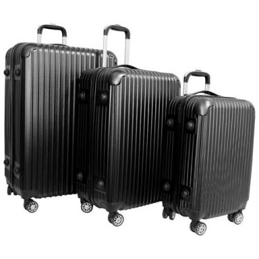 Imagem de KIT Conjunto De Malas de Viagem P/M/G em Abs - Nagano, Preto