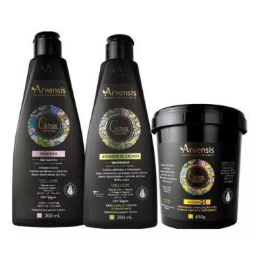 Imagem de Kit Arvensis Cachos Shampoo Ativador Crespos Mascara 2X1 450