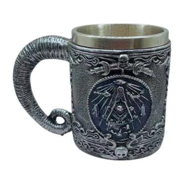 Imagem de Caneca Maçom Decorativa 3D Maçonaria Com Alça Chifre 400ml Copo Decora
