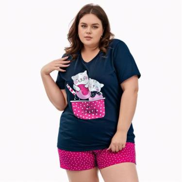 Imagem de Pijama Feminino Plus Size Manga Curta Short Baby doll Verão - PIJAMAS 