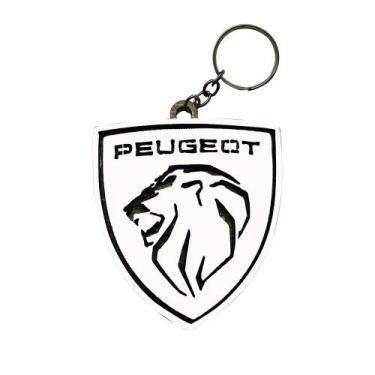 Imagem de Pacote 20 Chaveiros 3d Marca Peugeot com Argola 4cm Mdf Madeira Decora