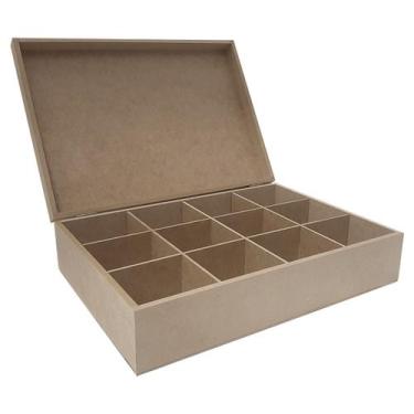 Imagem de Caixa com Dobradiça Multiuso com Divisorias 32x23x8 Mdf Madeira - ATAC