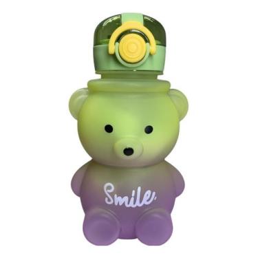 Imagem de Garrafa De Agua Infantil Ursinho Smile 700 Ml Alça Canudo - CKS, Verde
