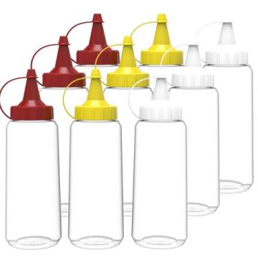 Imagem de Kit 9 Bisnagas Flexível Transparente Molho 3 Ketchup 3 Maionese 3 Most