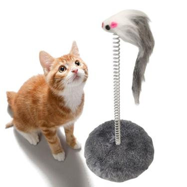 Imagem de Arranhador Gato Pet Ratinho Guizo Mola Brinquedo Interativo Animal de Estimaço Felino Diversao Lazer Entretenimento