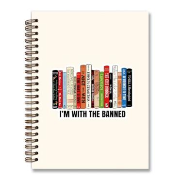 Imagem de foedor Book Lovers Banned Books Spiral Notebook Journal, I'm with The Banned Book Lover Gifts, caderno espiral pautado universitário de capa dura, caderno espiral 14 × 21 cm, material escolar