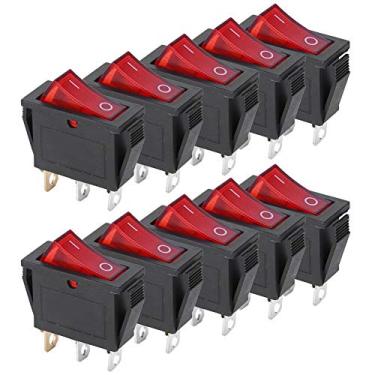 Imagem de 20 Unidades Interruptor de 3 Pinos Liga/Desliga Luz Vermelha 2 Posições KCD3 Nylon PA66 15A 250VAC para Vários Equipamentos Industriais, Instrumentos, Suportes de Teste,