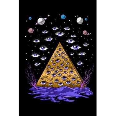 Imagem de Ancient Egyptian Mythology Notebook: Psychedelic Ancient Egyptian Pyramid Black Lined Notebook