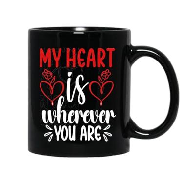 Imagem de SpreadPassion Caneca de café My Heart Is Wherever You are, presente para namorado e namorada, ideia de presente de dia dos namorados, presente para marido e esposa, ideia de presente de aniversário do