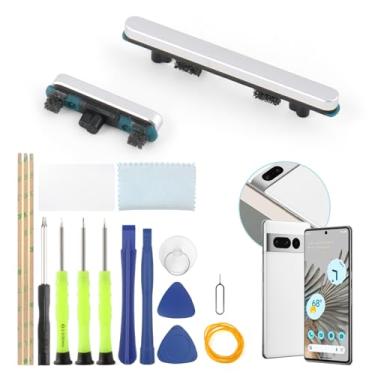 Imagem de Botão de volume de energia para Google Pixel 7 Pro botão liga/desliga botão de substituição botões laterais acessórios peças de reparo (prateado)