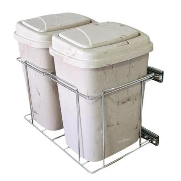 Imagem de Lixeira Aramada Dupla Lateral deslizante 18L Click - Metais ADR,  Bald