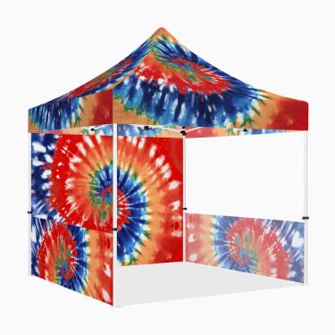 Imagem de Tenda de dossel pop-up 25 x 25 cm com paredes laterais, série ABLEM8CANOPY ULTRA8 tenda de sombra instantânea resistente para uso externo comercial ou evento esportivo, pátio, bagageiro, quintal (tie dye, 1 + 2 paredes)