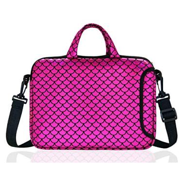 Imagem de 14-Inch Laptop Shoulder Carrying Bag Case Sleeve For 13" 13.3" 14 inch Macbook/Notebook/Ultrabook/Chromebook, Mermaid Scale (Purple)
