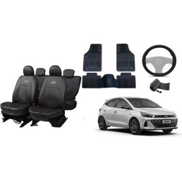 Imagem de Kit de Capa de Couro HB 18-24 + Capa de Volante + Tapetes para Carros 