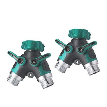 Imagem de Divisor de mangueira Y de 2 vias, conector de mangueira de jardim com aderência emborrachada confortável para torneiras externas, sistemas de irrigação por gotejamento e irrigação por gotejamento