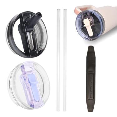 Imagem de 2 peças de tampa para Stanley Protour, copo removível de 1,134 g para copo Stanley, compatível com Stanle (preto * roxo claro)