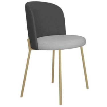 Imagem de Cadeira Decorativa Elegance Base Champanhe Linho Cinza Escuro/Cinza Cl
