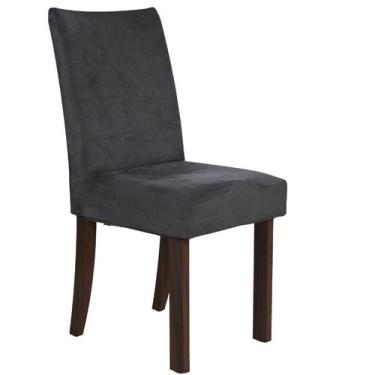 Imagem de Kit 12 Capa de Cadeiras Jantar Suede Chumbo Exclusiva - Charme do Deta
