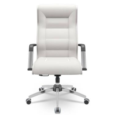 Imagem de Cadeira De Escritório Giratória Presidente Base Cromada Kirk P03 Facto Branco - Lyam Decor