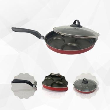 Imagem de Frigideira 4 Ovos 26 Cm Teflon Antiaderente Gourmet Vermelha - maçãSTO