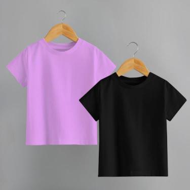 Imagem de Kit Com 2 Camisetas Infantil Básica Lisa 100% Algodão Tecido Premium A