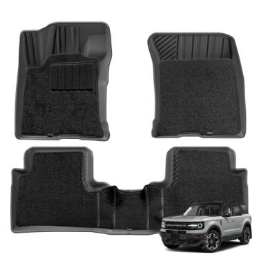 Imagem de Compatível com Bronco Sport 2024-2021 TPE 3D Tapetes de carro Forro de carga Almofada de porta-malas Tapete preto Almofadas para os pés Leme esquerdo para todos os climas(Bronco Sp 6P Carpet)