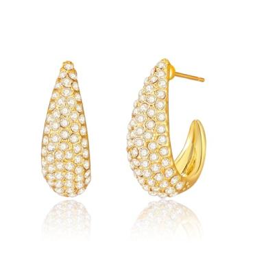 Imagem de Aprilery Brincos de argola de pérola para mulheres, brincos modernos banhados a ouro 14 quilates redondos brincos de argola hipoalergênicos para meninas adolescentes presentes para ela, Banhado a ouro