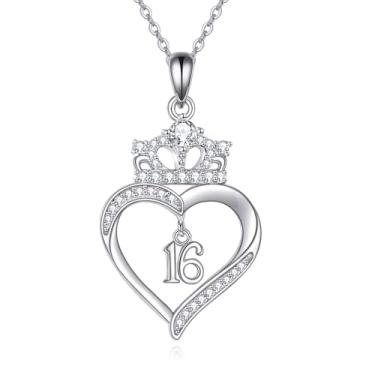 Imagem de VONALA Colar de prata esterlina 925 para família/mãe pai e filha/abraço de casal/16ª coroa/fada/música balé, presente para mulheres, esposa, 28.1*17.7, Prata esterlina, Zircônia cúbica