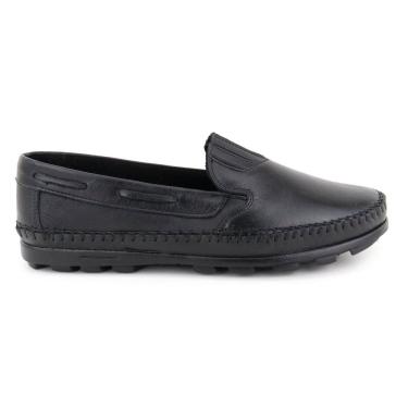 Imagem de Sapatilha Mocassim Masculina Ortopédico Conforto Couro Preto Granado