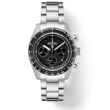 Imagem de Relógio masculino Seiko Prospex Speedtimer cronógrafo solar mostrador preto SSC819