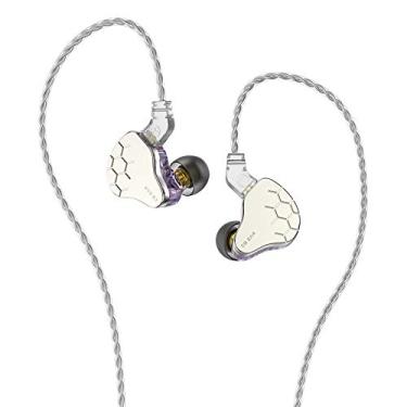 Imagem de Fone de ouvido intra-auricular KBEAR Lark 1BA+1DD, HiFi Bass intra-auricular, fones de ouvido com fio IEM, fones de ouvido estéreo HiFi com cancelamento de ruído com cabo de 2 pinos de 0,75 mm (sem microfone, malva)