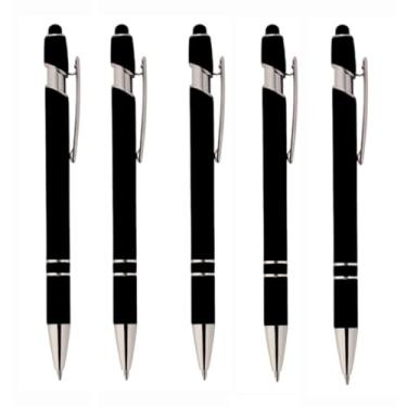 Imagem de Kit 5 Canetas Touch Personalizadas A Laser Metálicas-luxo (Preto)