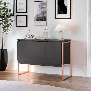 Imagem de Buffet 3 Portas Industrial Italia - Preto Cobre Preto Cobre