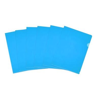 Imagem de PATIKIL Pacote com 6 pastas de plástico A4, pastas transparentes tamanho carta l bolsos de projeto capas de jaqueta de papel transparentes para documentos arquivos de escritório, 21 x 30 cm, azul