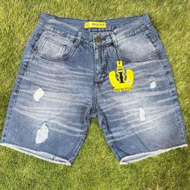 Imagem de Bermuda Jogador Jeans Masculina Curta Premium 100% Algodao Original Ti