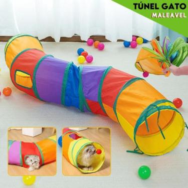 Imagem de Tunel Brinquedo Labirinto Colorido Para Pets Dobrável Reto - Nybc