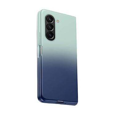 Imagem de BMLLQSS Capa de PVC para Samsung Galaxy Z Fold 5/dobrável 4 - acabamento fosco, antiqueda, design gradiente original, superfície repelente de óleo, proteção de lente - escolha elegante, cor