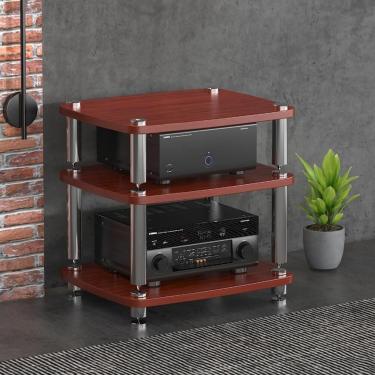 Imagem de Gabinete De áudio Hifi De 1/2/3/4 Camadas Dispositivos De Streaming Rack De áudio Do Gabinete Com Pés De Absorção De Choque - Componentes De áudio E Vídeo, Brown, 60 * 48 * 10cm(1Tier)