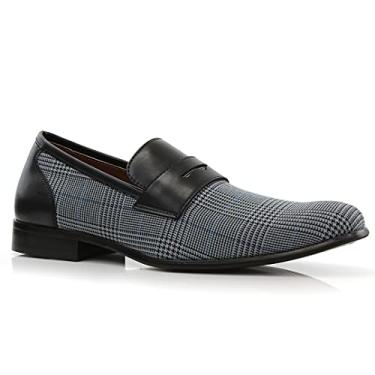 Imagem de Ferro Aldo Sidney MFA19371 Sapato social masculino casual clássico Penny Loafer, Xadrez azul, 45