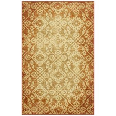 Imagem de Maples Rugs Tapetes Arden Vintage envelhecidos – Feito nos EUA – Lavável, Tapete antiderrapante para entrada, hall de entrada, cozinha e banheiro, 76 cm x 117 cm, ouro/terracota