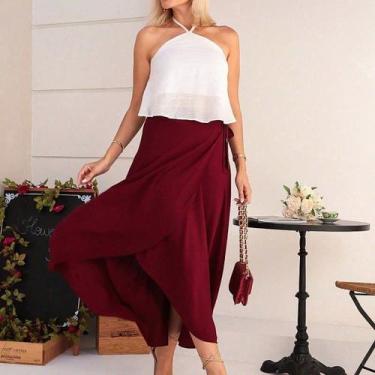 Imagem de A-Lows A&L Saia envelope feminina com forro de viscolinho, Vinho, 36-4