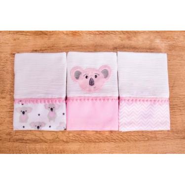 Imagem de Kit 3 Peças Fralda De Boca Para Bebê - Miguel Baby, Coala Rosa