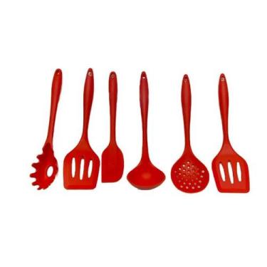 Imagem de Kit Concha, Escumadeira, Colher, Espátula, Espátula Pão Duro e Pegador