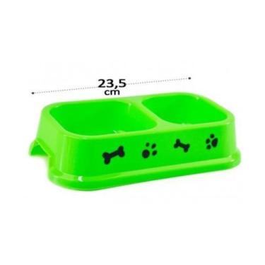 Imagem de Comedouro e Bebedouro Duplo Plástico P/ Gatos Cachorros - Mimo Pets, V